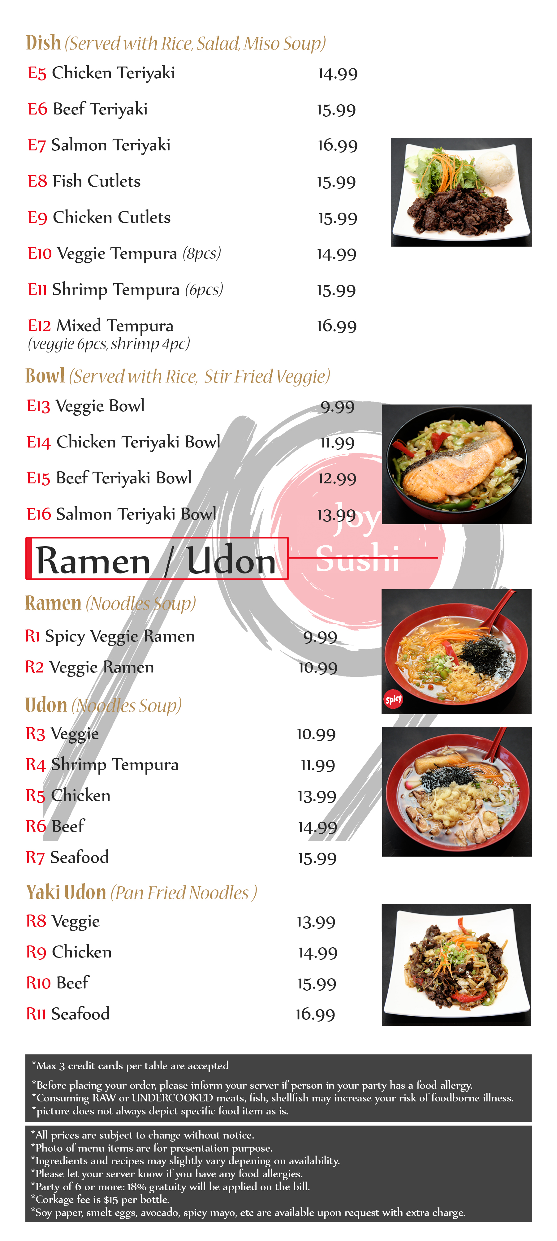 Joy Sushi | Menu